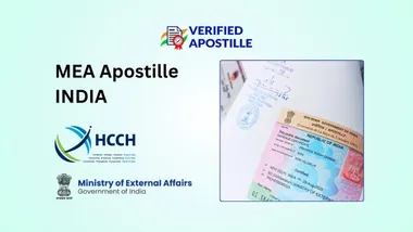 apostille sticker with hague convention logo and ministry of external affairs logo