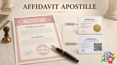 Affidavit and Power of Attorney notarization leading to regular MEA apostille or QR-based e-Apostille in India