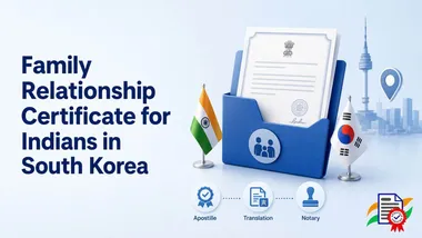 Family Relationship Certificate process for Indians in South Korea, including apostille, translation and notarization.