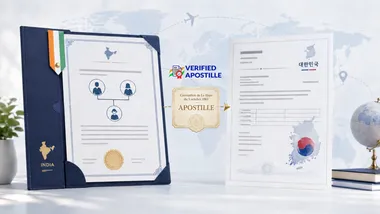 Indian family relationship certificate prepared and verified for official use in South Korea